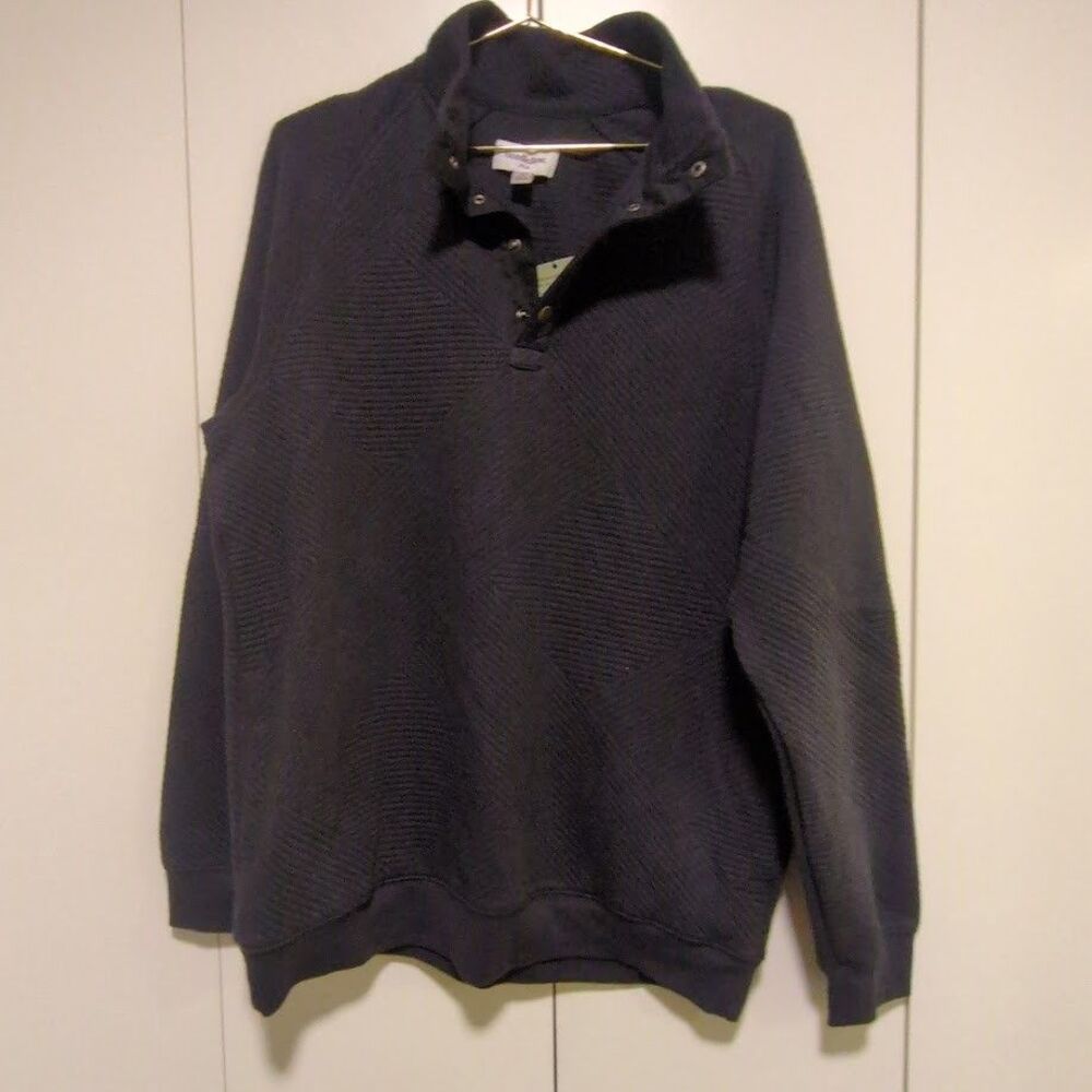 Goodfellow & Co Men's Quilted Pullover Sweatshirt Quarter Button-Down Sz Medium